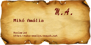 Mikó Amália névjegykártya